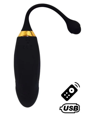 HAPPY, Un Œuf vibrant long USB avec télécommande, dans un silicone médical doux et lisse - B70BLK