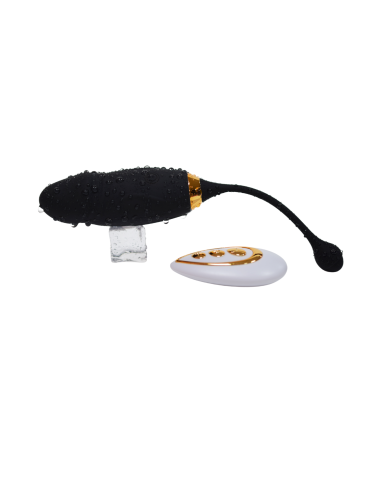 HAPPY, Un Œuf vibrant long USB avec télécommande, dans un silicone médical doux et lisse - B70BLK