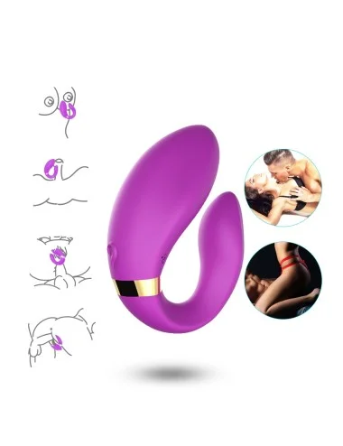 Vibromasseur forme U Violet pour couple avec double moteurs - USK-GZ02PUR