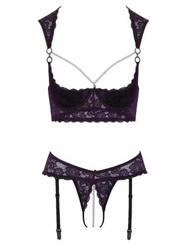 Ensemble lingerie ouverte violet - Cotelli Lingerie