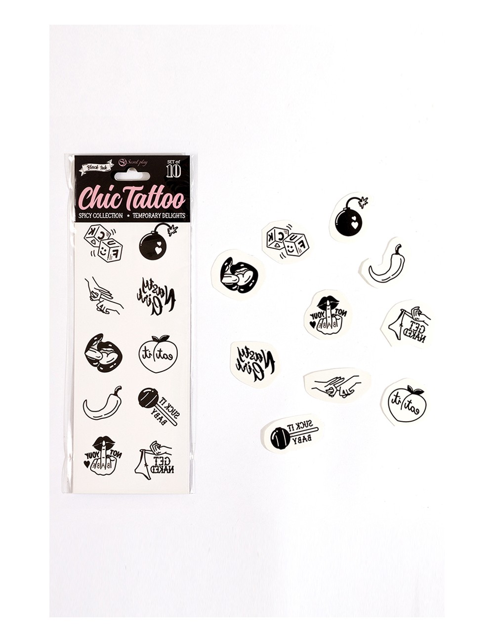 10 tatouages temporaires Spicy Collection - Secret Play 10 tatouages temporaires Spicy Collection - Secret Play