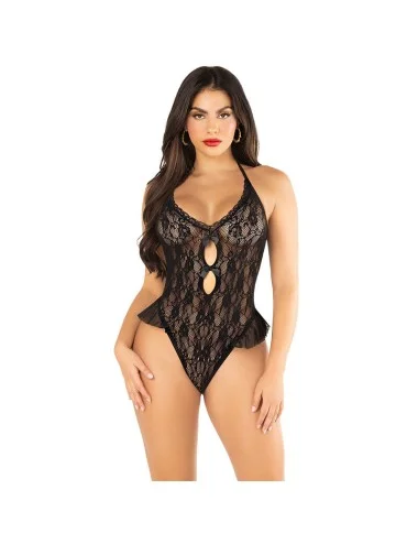 LEG AVENUE - BODY AVEC NOEUD ET VOLANTS NOIR TAILLE UNIQUE