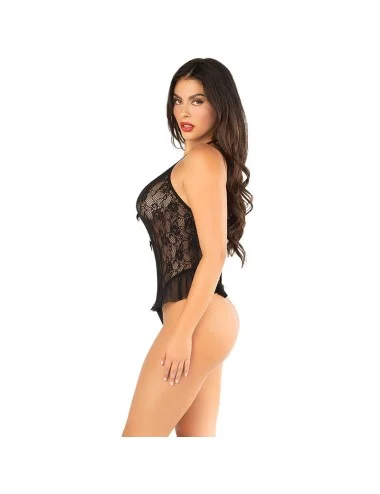 LEG AVENUE - BODY AVEC NOEUD ET VOLANTS NOIR TAILLE UNIQUE