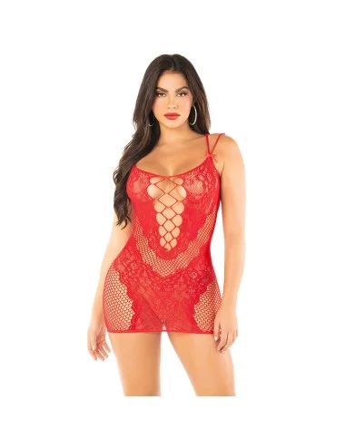 LEG AVENUE - MINI ROBE EN MAILLE À BRETELLES ROUGE