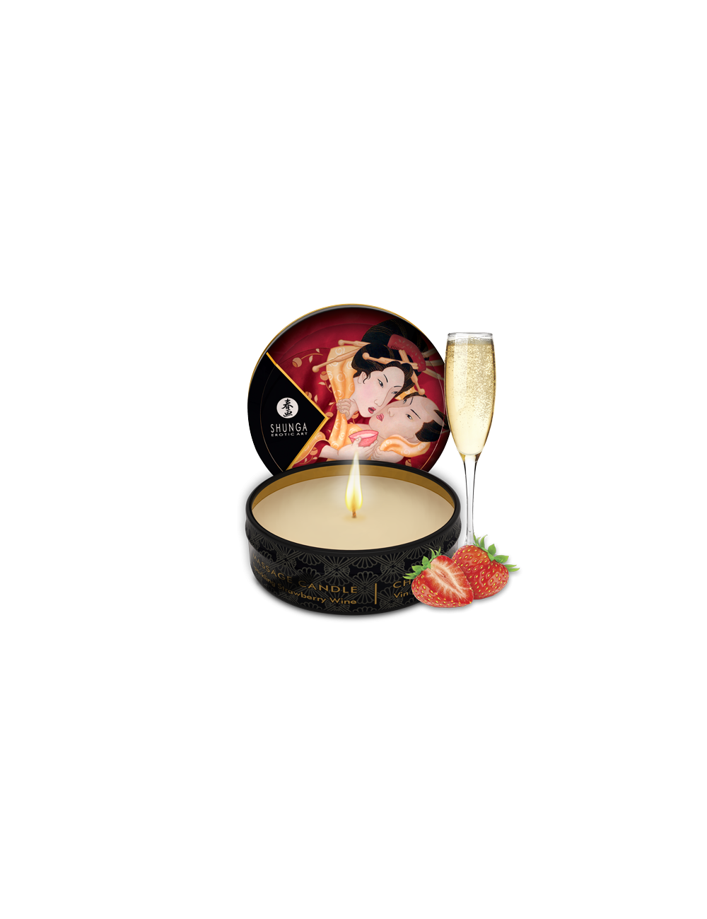 Mini bougie de massage - Vin pétillant à la fraise