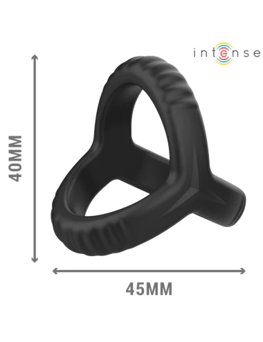 INTENSE - CARSON ANNEAU PÉNIS DOUBLE SILICONE NOIR MODÈLE 4
