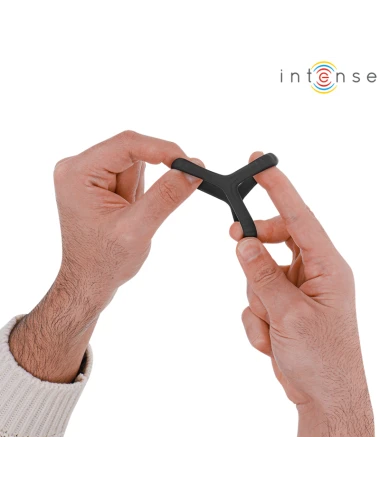 INTENSE - CARSON ANNEAU PÉNIS DOUBLE SILICONE NOIR MODÈLE 4