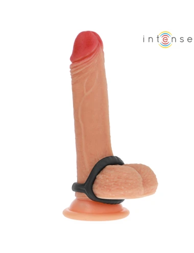 INTENSE - CARSON ANNEAU PÉNIS DOUBLE SILICONE NOIR MODÈLE 4