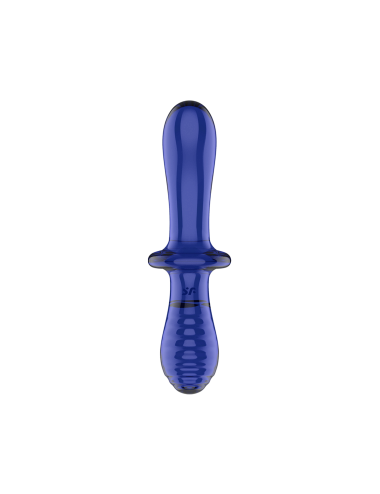 Gode en verre borosilicaté massif bleu Double Crystal Satisfyer - CC597828