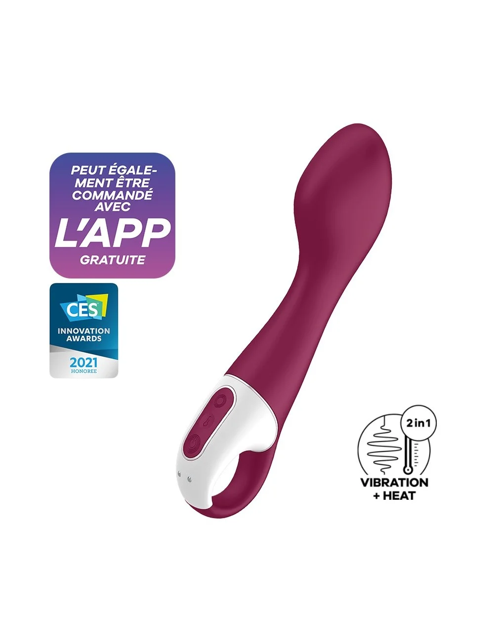 Vibromasseur point G chauffant connecté USB rouge Hot Spot Satisfyer - CC597782 Vibromasseur point G chauffant connecté USB rouge Hot Spot Satisfyer - CC597782