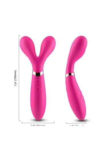 Vibromasseur Wand  rose en forme de Y avec 3 moteurs - USK-W04PNK