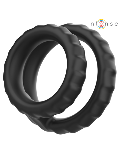INTENSE - DEWEY ANNEAU PÉNIS DOUBLE SILICONE NOIR MODÈLE 2
