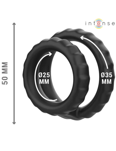 INTENSE - DEWEY ANNEAU PÉNIS DOUBLE SILICONE NOIR MODÈLE 2