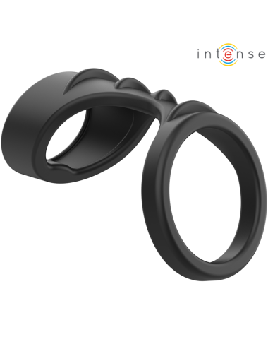 INTENSE - THEO ANNEAU PÉNIS DOUBLE SILICONE NOIR MODÈLE 3