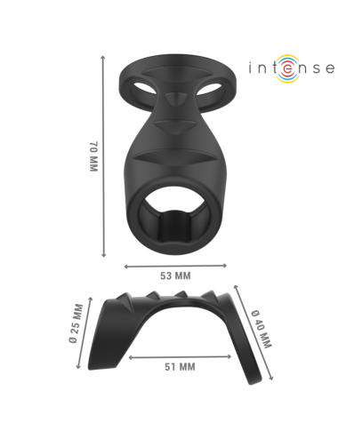 INTENSE - THEO ANNEAU PÉNIS DOUBLE SILICONE NOIR MODÈLE 3