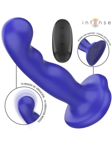 INTENSE - SHORTY VIBRATEUR AVEC VENTOUSE TÉLÉCOMMANDE BLEUE