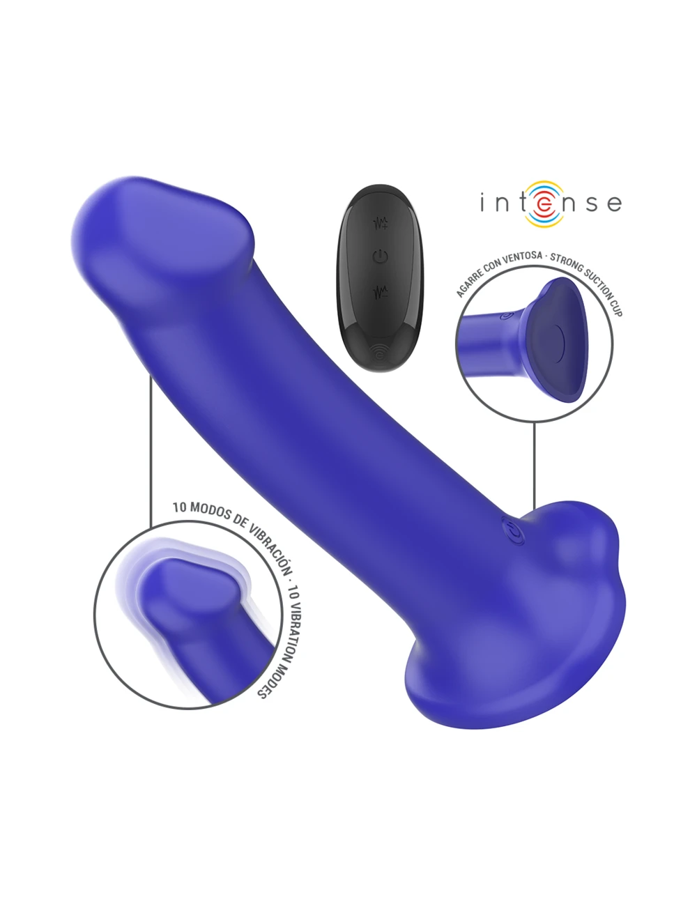INTENSE - VICTORIA VIBRATEUR AVEC VENTOUSE 10 VIBRATIONS BLEU FONCÉ TÉLÉCOMMANDE INTENSE - VICTORIA VIBRATEUR AVEC VENTOUSE 10 VIBRATIONS BLEU FONCÉ TÉLÉCOMMANDE
