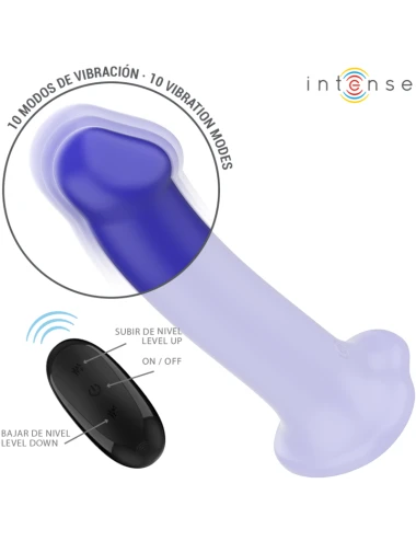 INTENSE - VICTORIA VIBRATEUR AVEC VENTOUSE 10 VIBRATIONS BLEU FONCÉ TÉLÉCOMMANDE