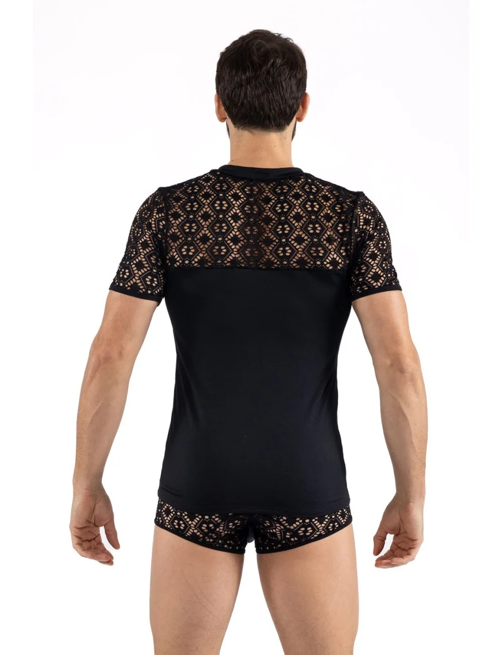 T-shirt noir résille brodée Shinny - LM2407-81BLK T-shirt noir résille brodée Shinny - LM2407-81BLK