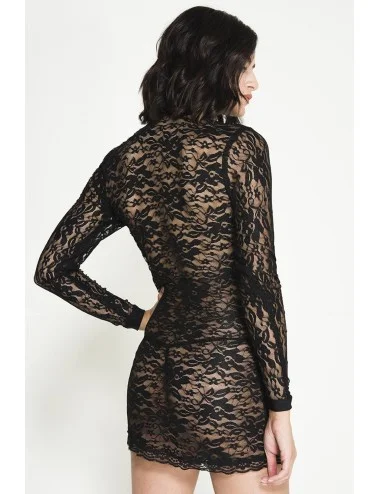 Robe courte sexy noire avec zip avant - ML60060BLK