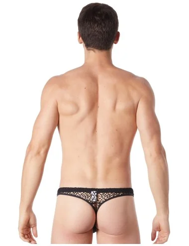 String noir sexy filet irrégulier fétichiste - LM810-57BLK