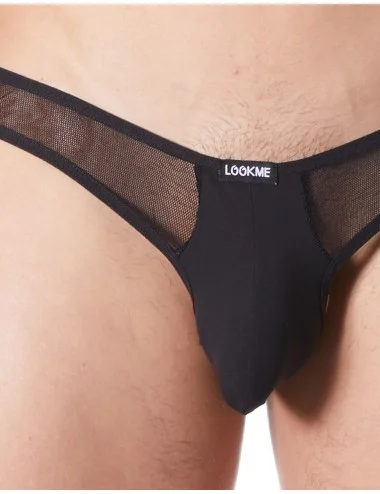 String noir sexy avec fine résille - LM805-57BLK