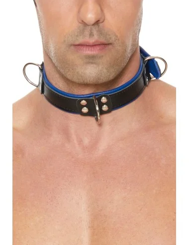 Collier Bondage Deluxe bleu et noir - Ouch!