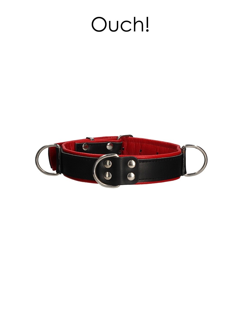 Collier Bondage Deluxe rouge et noir - Ouch!