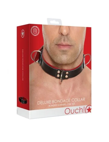 Collier Bondage Deluxe rouge et noir - Ouch!