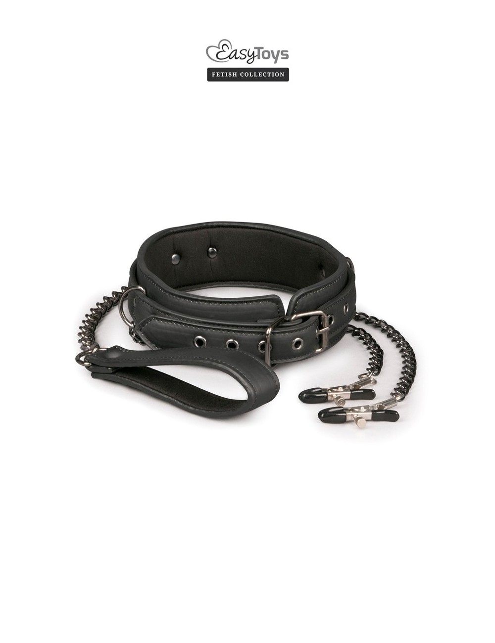 Collier cuir avec chaînes de seins - Easytoys Fetish Collection Collier cuir avec chaînes de seins - Easytoys Fetish Collection