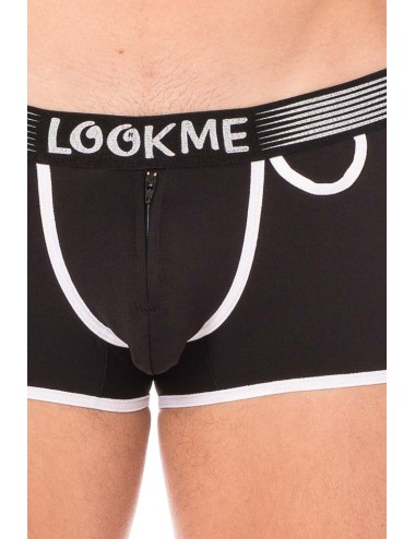 Mini-Pants noir échancré avec zip - LM2003-68BLK
