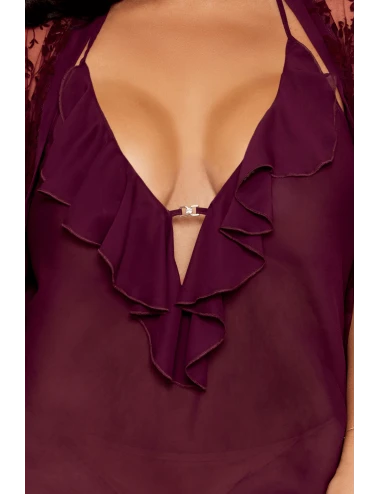Nuisette et peignoir grande taille couleur aubergine - DG13666XCHE