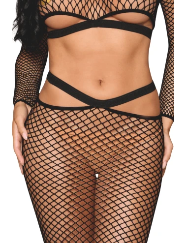 Ensemble 2 pièces top manches longues et jupe résille noire - DG0526BLK