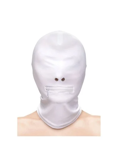 NS NOVELTIES - FETISH & FASHION CAPUCHE BOUCHE FERMÉE À FERMETURE ÉCLAIR NYLON BLANC