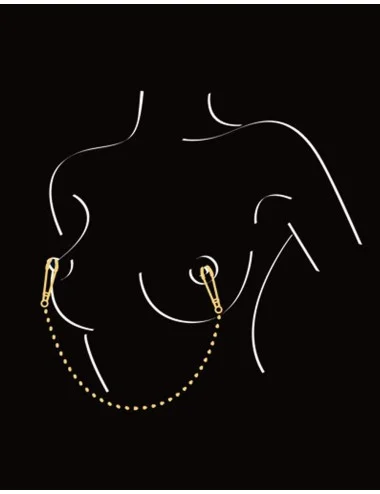 Pinces à seins pression réglable reliées par une chaîne argentée - CC570067