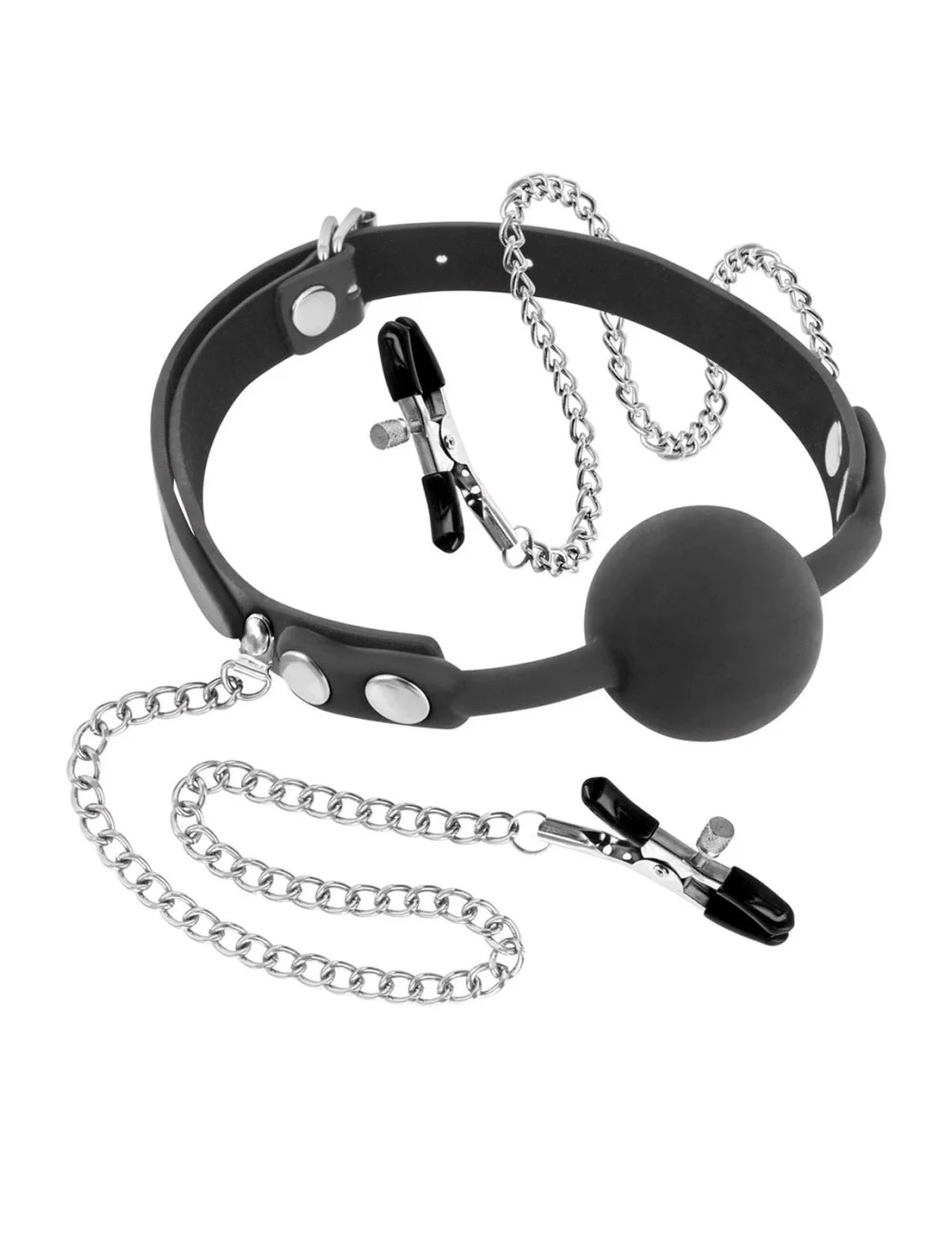 Baillon à boule avec pinces à seins - CC5700660010 Baillon à boule avec pinces à seins - CC5700660010