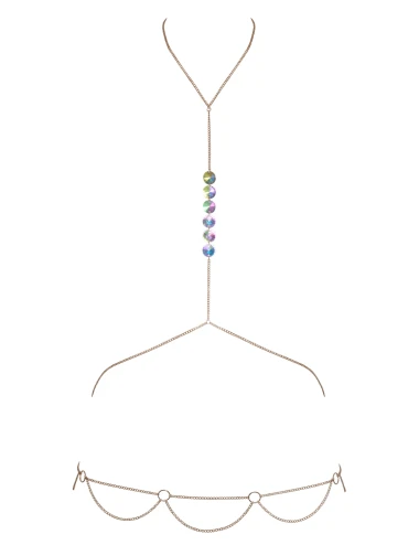 2 Chaines de corps dorées avec strass irisées effet hologramme - R24504296001