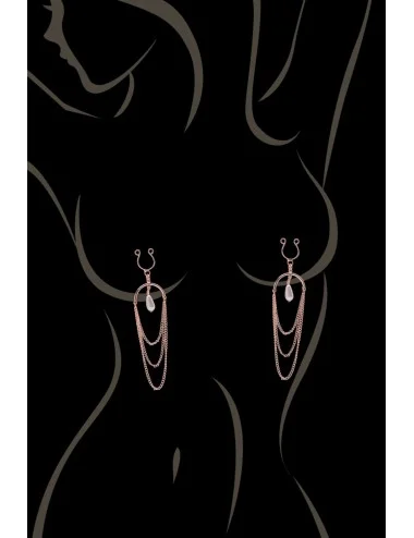Bijoux de seins avec 3 chainettes doré rose et une perle - SO-0187