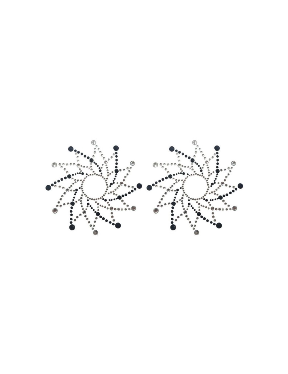 Paire de cache tétons adhésifs strass noir et blanc - NP-1020BLK Paire de cache tétons adhésifs strass noir et blanc - NP-1020BLK