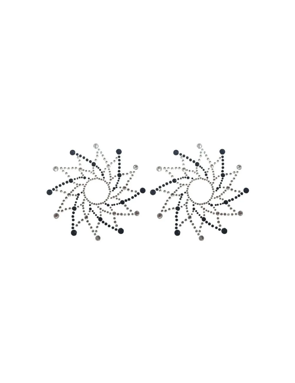 Paire de cache tétons adhésifs strass noir et blanc - NP-1020BLK Paire de cache tétons adhésifs strass noir et blanc - NP-1020BLK