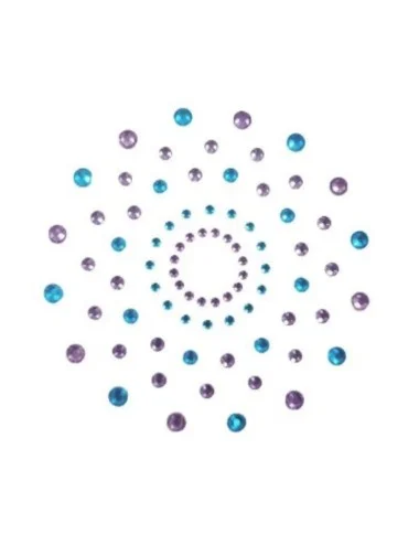 Paire de cache tétons adhésifs strass bleu et violet - NP-1020BLU