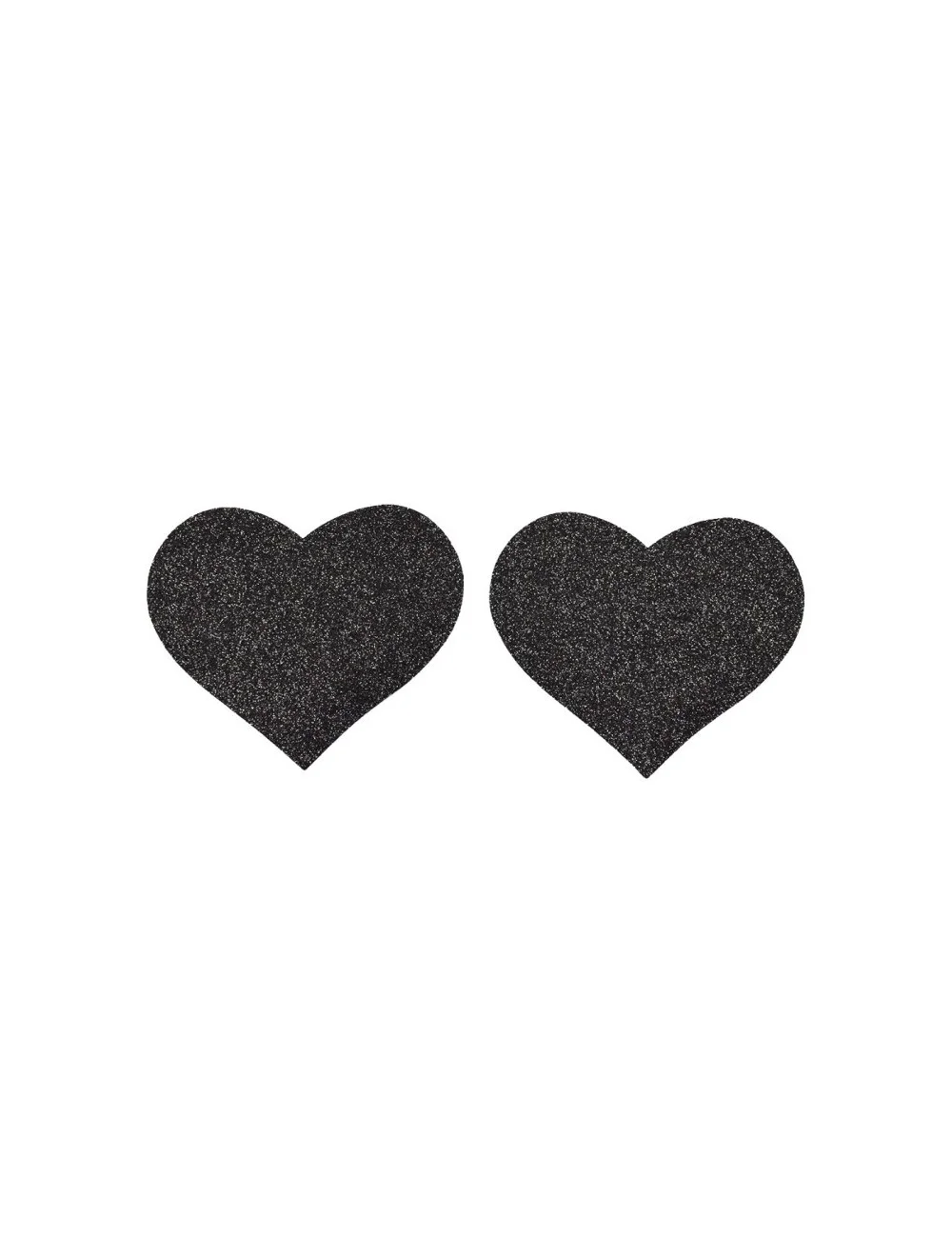 Paire de cache tétons adhésifs coeur pailleté noir - NP-1049BLK Paire de cache tétons adhésifs coeur pailleté noir - NP-1049BLK
