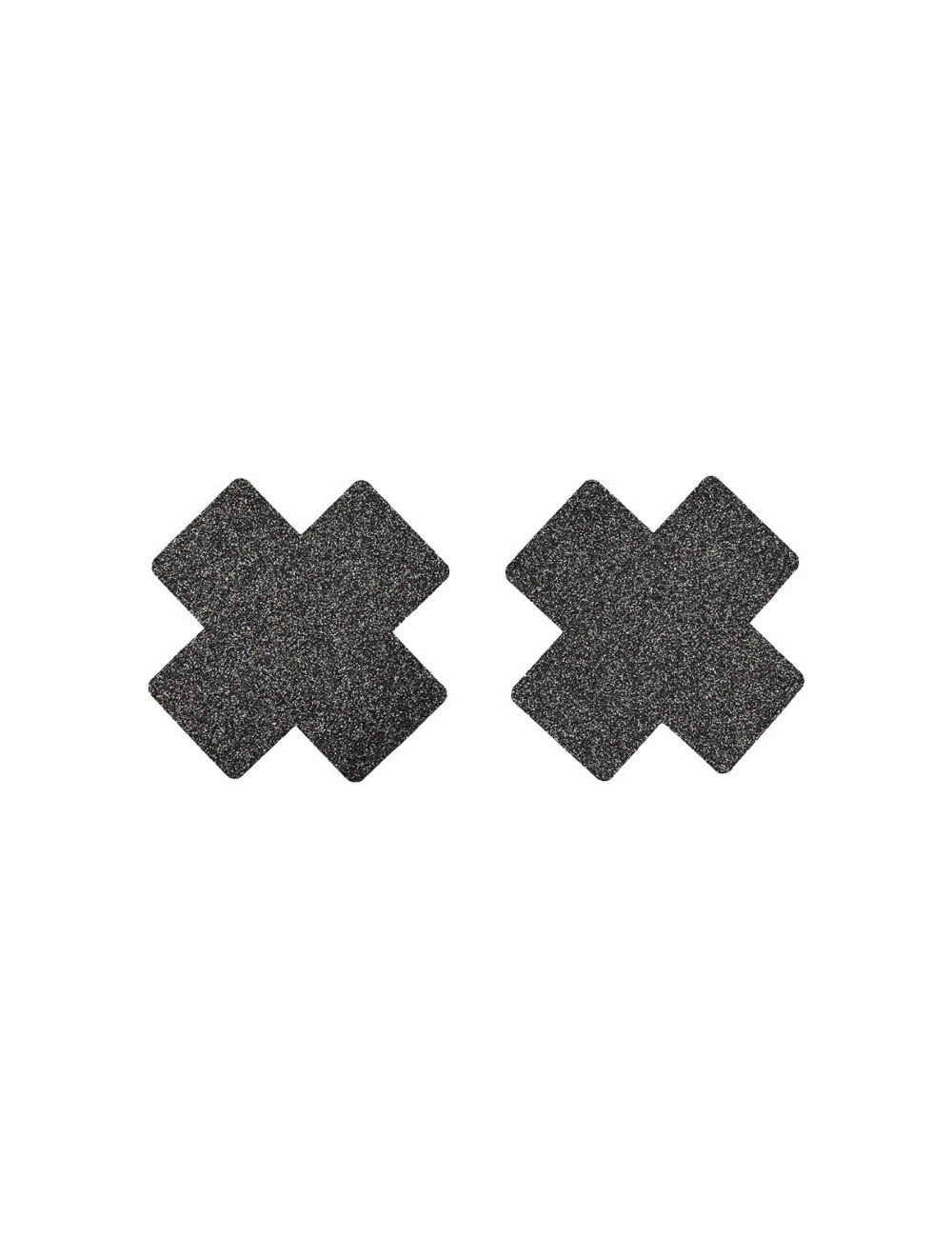 Paire de cache tétons adhésifs croix pailletée noir - NP-1048BLK Paire de cache tétons adhésifs croix pailletée noir - NP-1048BLK