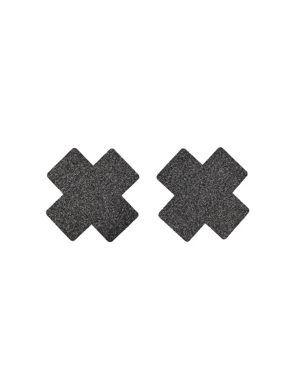 Paire de cache tétons adhésifs croix pailletée noir - NP-1048BLK Paire de cache tétons adhésifs croix pailletée noir - NP-1048BLK