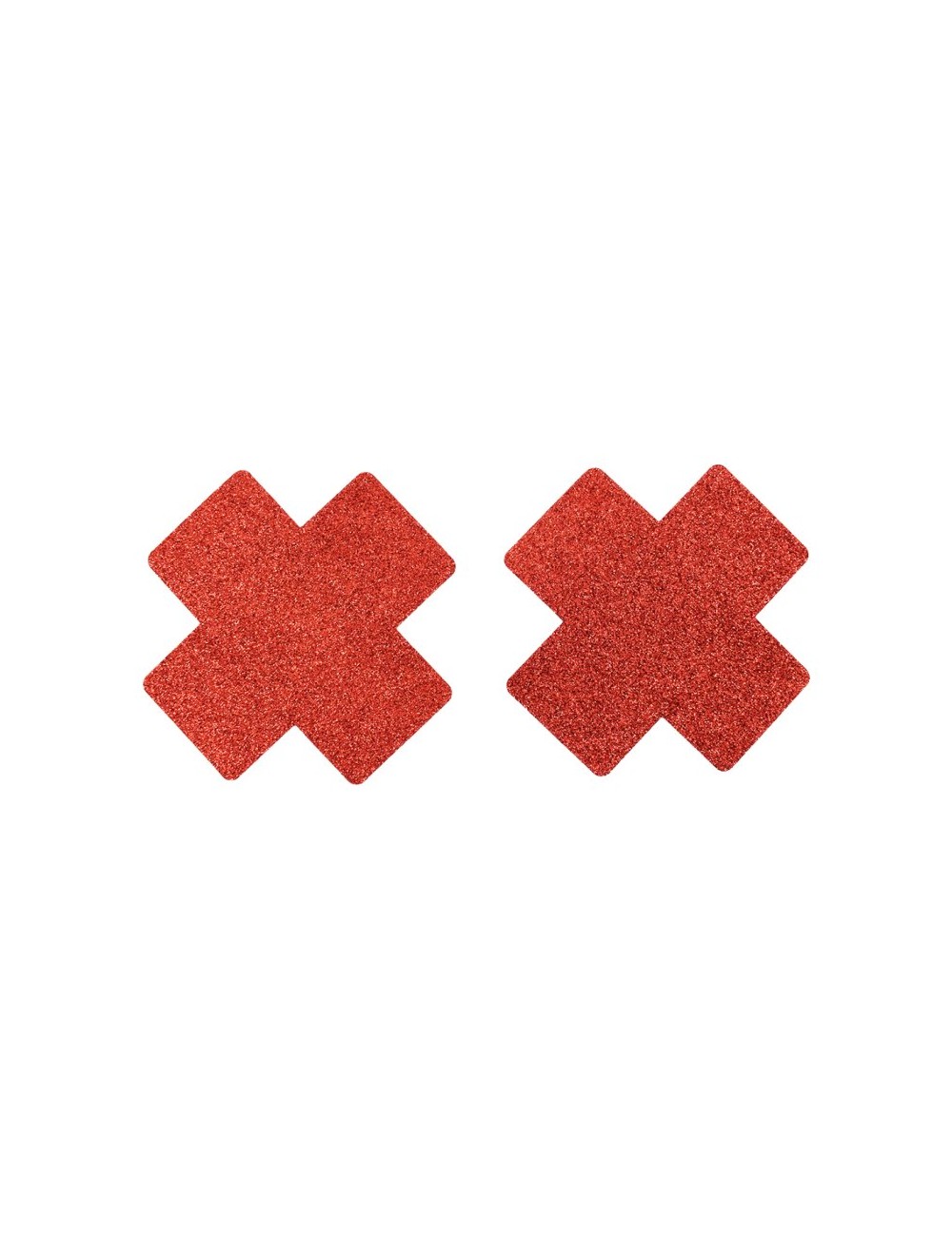 Paire de cache tétons adhésifs croix pailletée rouge - NP-1048RED