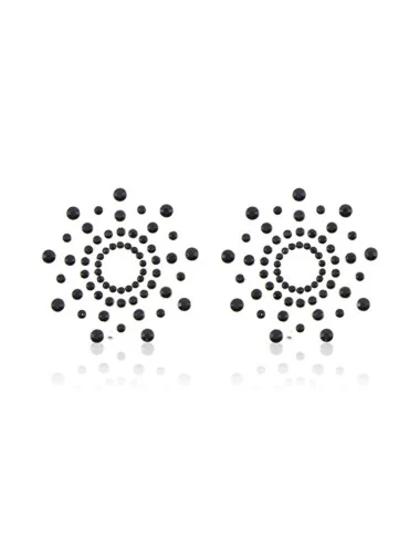 Paire de cache tétons adhésifs strass noir - NP-1030BLK