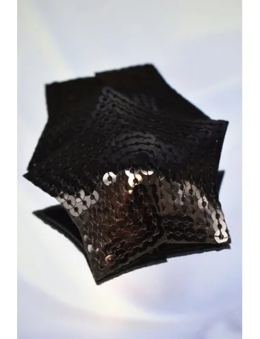 Paire de cache tétons adhésifs étoile pailletée sequin noir - NP-2024