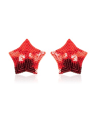 Paire de cache tétons adhésifs étoile pailletée sequin rouge - NP-2020
