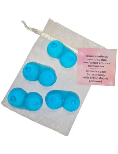 DIABLO PICANTE - 4 MINI SAVONS PARFUMÉS EN FORME DE SEINS BLEU