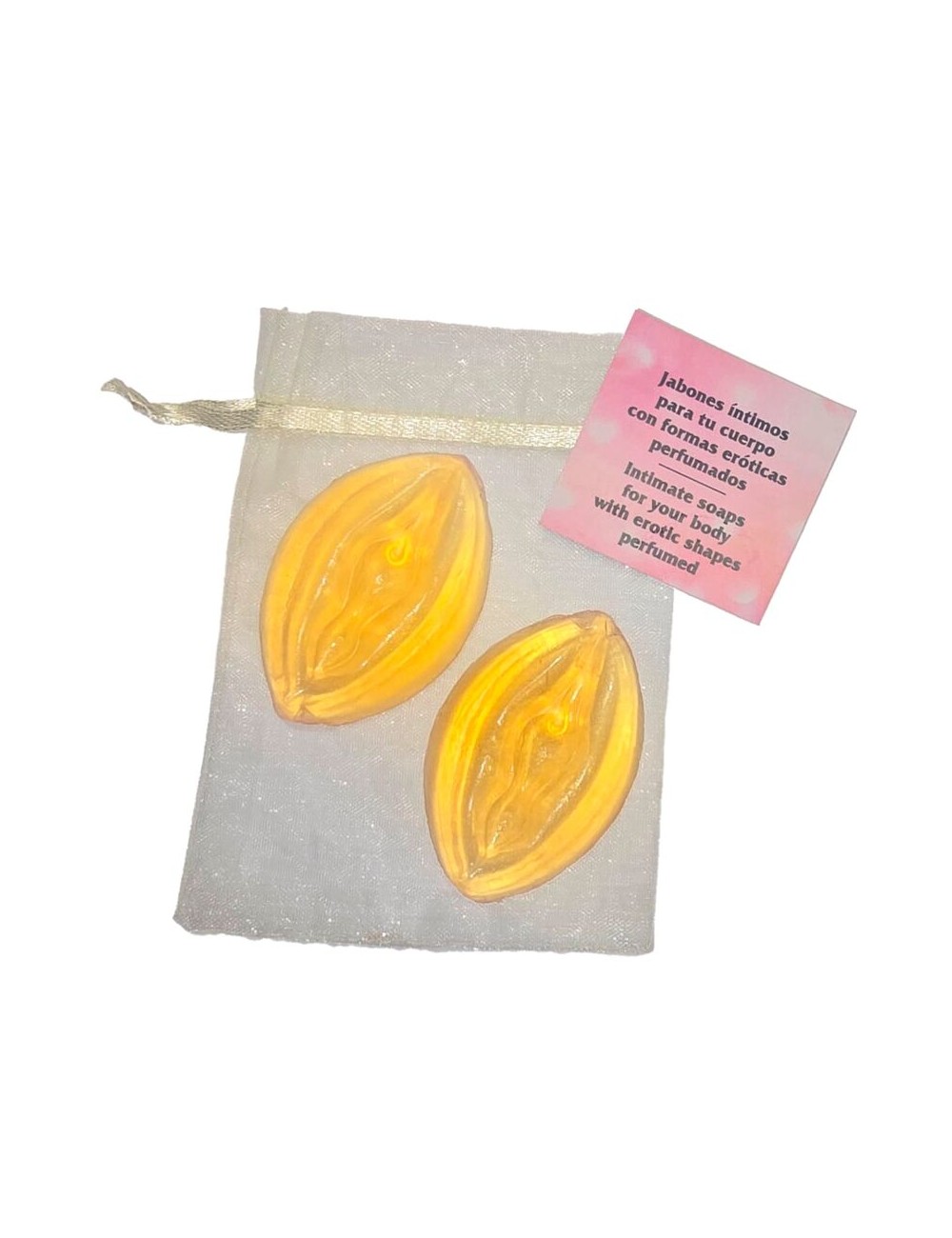 DIABLO PICANTE - 2 SAVONS PARFUMÉS EN FORME DE VAGIN JAUNE DIABLO PICANTE - 2 SAVONS PARFUMÉS EN FORME DE VAGIN JAUNE